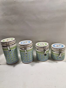 Disney Winnie Pooh Canister Cookie Jar Set 6" 7" 8" 9" Coffee Latch Lid - Picture 1 of 11