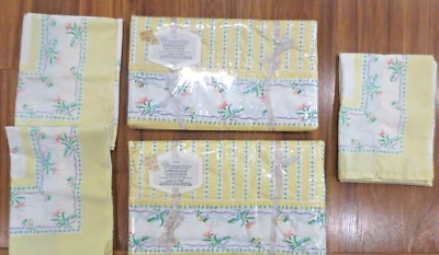 NEW Vtg Wamsutta Supercale Plus Queen Flat Sheet X2 Pillowcases X3 Pastel Foral - Image 1 of 4