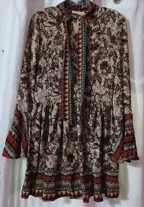 Catch Stitch Women's Dress Size Large Brown Floral Print Nwt Length 31" - Picture 1 of 11