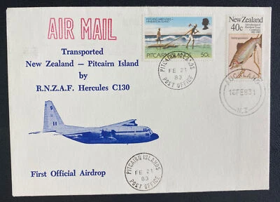 1983 Pitcairn Island First Official Air Drop Cover Transported On RNZAF Hercules - Image 1 of 2