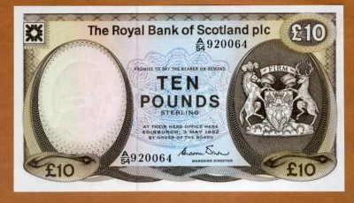 Scotland Royal Bank, 10 pounds, 1982, P-343a, UNC Scarce in UNC - Image 1 of 2