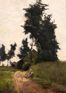 Joseph-Charles François GEMÄLDE Landschaft Barbizon Impressionismus Belgien - Bild 1 von 10