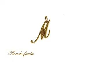 14K YELLOW GOLD SCRIPT INITIAL " M " VERY PRETTY DESIGN HIGH POLISHED. - Picture 1 of 3