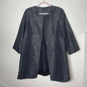 Abrigo Eileen Fisher Mezcla Seda Jacquard Talla Mediana Gris Forrado - Imagen 1 de 11