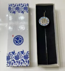 Enamel Asian Silver Tone Bookmark Hook New in box - Picture 1 of 3