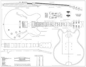 Gibson es-335 electric archtop jazz GUITAR PLANS - Full scale detailed - Picture 1 of 1