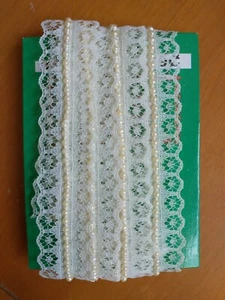 ~2 yd 59in VTG White Pearl Beads Beaded Ribbon Lace Trim Sewing Applique Craft - Picture 1 of 3
