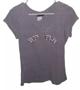 NBA San Antonio Spurs Grey V-Neck Shirt (5th & Ocean) (Women's XL) - Picture 1 of 2