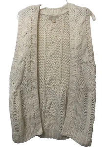 Michael Michael Kors Ivory Alpaca Blend Vest Open Front Chunky Knit Sweater Sz S - Picture 1 of 24