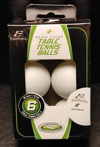 Ping Pong Table Tennis Balls 6 Pc. White 1-Star Tournament Size 40 mm Eastpoint - Picture 1 of 5