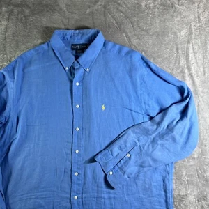 Camisa Ralph Lauren Lino Abotonada Manga Larga Informal Top XXL - Imagen 1 de 9