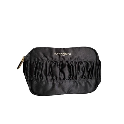 DOLCE & GABBANA Negro Satinado DORADO Hardware Viaje Perfume Cosméticos Bolso Pequeño ¡NUEVO! Foto 1 de 4
