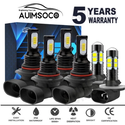 For Cadillac Eldorado Coupe 4.6L 1992-2002 LED Headlights Fog Light Bulbs Kit 6x - Image 1 of 4