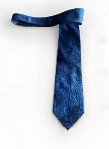 DOLCE & GABBANA Men's 100% Silk Classic Necktie ITALY Luxury PAISLEY Blue EUC - Picture 1 of 10