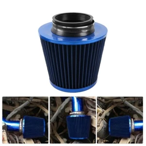 Blue 3" 76mm High Flow Inlet Cold Air Intake Cone Replacement Dry Air Filter - Foto 1 di 12