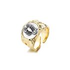 Wide Scorpion Ancient Greek Coin Replica 18K Gold Over 925 Silver Ring R1058