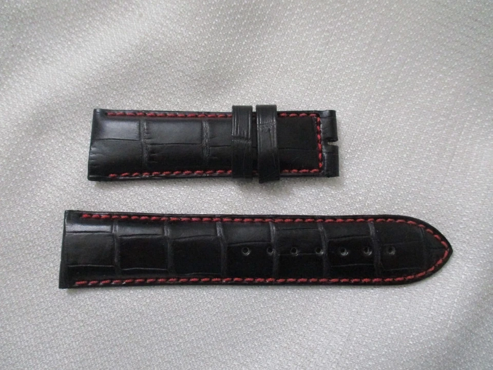 Chase Durer GENUINO exótico cocodrilo negro correa de reloj correa de reloj 24 mm rojo Foto 1 de 3