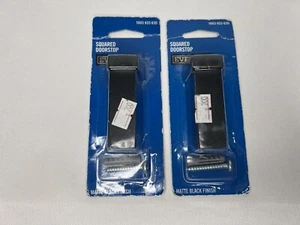 Two Pack EVERBILT Squared Doorstops Matte Black With Wall Anchor New - Picture 1 of 2