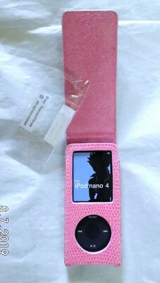 Pink Faux Leather embossed flip case for ipod nano 4th gen 8GB 16GB   - Image 1 of 4