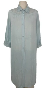 Warner's Lingerie Women's Size 34 Robe Blue All Nylon Lace Trim Collar Button - Picture 1 of 7