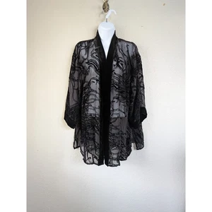 Burnout Samt Kimono A Touch Of Class Cardigan Sheer Floral Fairy Whimsigoth - Bild 1 von 9