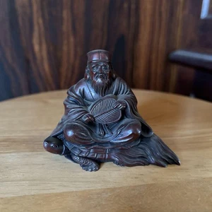 Jurojin God Small Bronze Statue 2.5 inch tall Japanese Metalwork Figurine - Picture 1 of 7