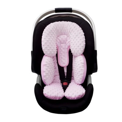 Asiento de coche infantil soporte para cabeza y carrocería, inserto Minky recién nacido ultra suave, rosa Foto 1 de 4