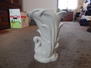 Jarrón jardinera vintage McCoy cisne blanco en cañas años 40 Art Deco 9" ¡IMPRESIONANTE!! - Imagen 1 de 15