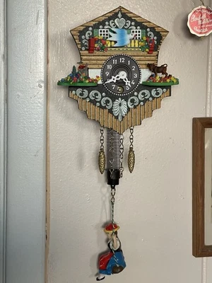 Lot German Swiss Chalet Cuckoo Clock Bouncing Girl Rolex Bucherer Spoon Silver - Image 1 of 4