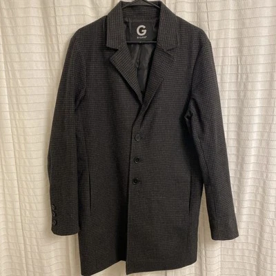 Guess Men’s Black Gray Coat Medium Button Pockets Collar Winter City Wool - Image 1 of 4