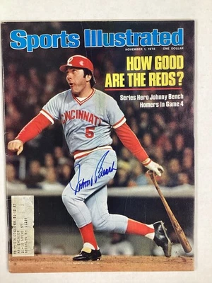 Johnny Bench Signed Sports Illustrated 11/1/76 Reds HOF Baseball Autograph JSA - Image 1 of 4