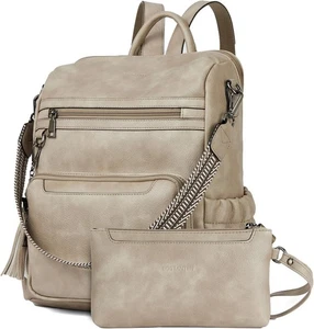 BOSTANTEN Womens Backpack Purse Leather Travel Fashion 1-grey - Picture 1 of 6