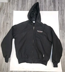 Union Line Jacke Herren schwarz Canvas Kapuze Full Zip Gr. L Workwear gesteppt - Bild 1 von 5