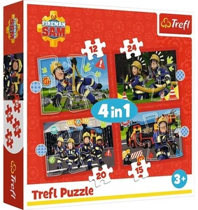 NEU Trefl Puzzle 4 in 1 Stück 3+ Alter Die Abenteuer des Feuerwehrmann Sam - Bild 1 von 5