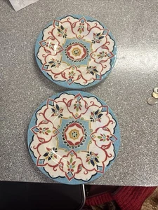 Williams Sonoma Floral Iznik Fliese Outdoor Melamin Teller - Blau Set 2 Ersatz - Bild 1 von 3