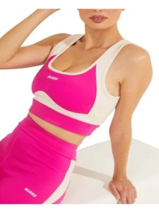 GUESS Intimates Pink Compression Cutouts at back Square neckline Sports Bra XS - Picture 1 of 3