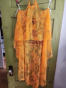 Michael Costello X Revolve Olly Top Arancione Copricostume da Bagno Pizzo Medium - Foto 1 di 11