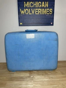 Vintage Hard Shell Samsonite Silhouette Luggage Suitcase Blue 25x19x9 With KEY! - Picture 1 of 20