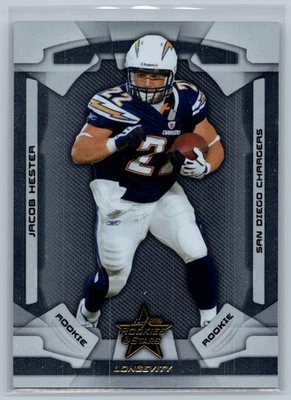2008 Leaf Rookies & Stars  140 Jacob Hester RC SN499 San Diego Chargers Football - Image 1 of 2