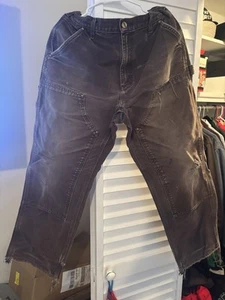 Carhartt Vintage Brown Distressed Double Knee Work Wear Pants Men’s Size 33x30 - Picture 1 of 9
