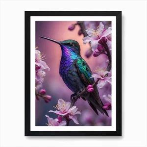 Hummingbird Art Print Framed Wall Art Poster Canvas Print Picture - Picture 1 of 4