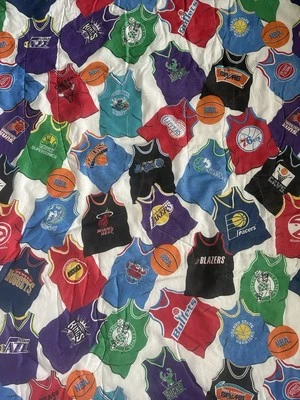 Vintage 1980’s NBA Team Jersey’s Quilt Comforter Twin Size Basketball - Image 1 of 4