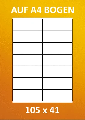 MARKENLOS PREMIUM ETIKETTEN 105 x 41 MM AUF A4 BOGEN KOMP. ZWECKFORM HERMA