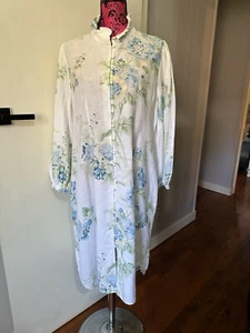 Binny 14 Dress A Line Shirt style White Pastel Floral Long Sleeve Pockets Ruffle - Picture 1 of 14