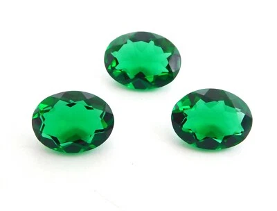 23 Cts 3 Pcs Emerald Oval Cut Lot Loose Lab Created Gemstone 12X16 MM P-559 - Image 1 of 3