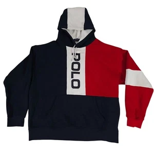 Ralph Lauren Polo Color Block Hoodie XL Cotton/Polyester Blend Red Navy White - Picture 1 of 6