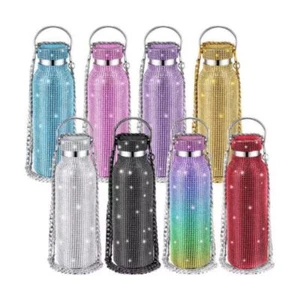 Diamonds Water Bottle Bling Rhinestone Thermal StainlessSteel Glitter Cup Kettle - Picture 1 of 52