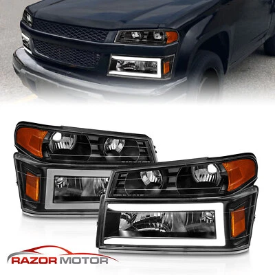 [LED C 杆]2004 - 2012 年适合雪佛兰科罗拉多/峡谷黑色车头灯停车信号 — 第 1/4 张图片