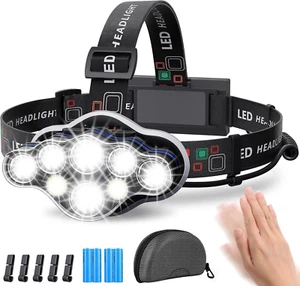 Lampada Frontale,Luce LED Super Luminosa Da 18000 Lumen 8 LED,USB Ricaricabile R - Foto 1 di 12