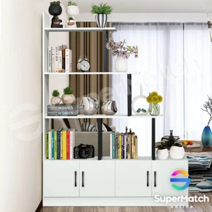 Book Cabinet Open Shelves Bookcase Display Unit 5 Level Ladder White 120cm - Picture 1 of 11